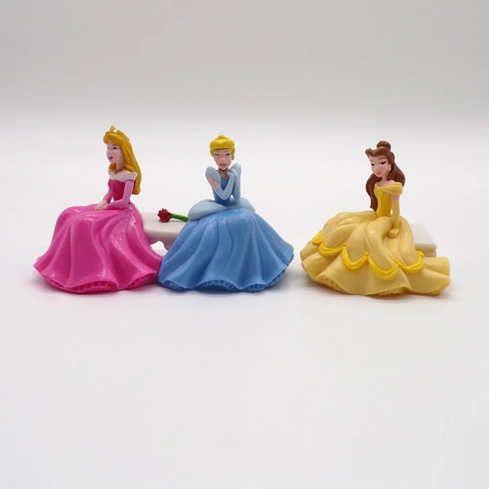 DecoPac Disney Princess Cake Topper Aurora Cinderella Belle Bench Rose Lot of 2